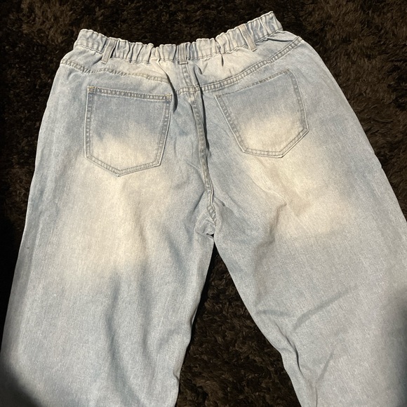 Blue high waisted straight leg jeans. Curve/Plus size - Picture 2 of 4